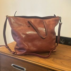 Madewell zip top transport leather carryall purse in Dark Cabernet, 5478085
